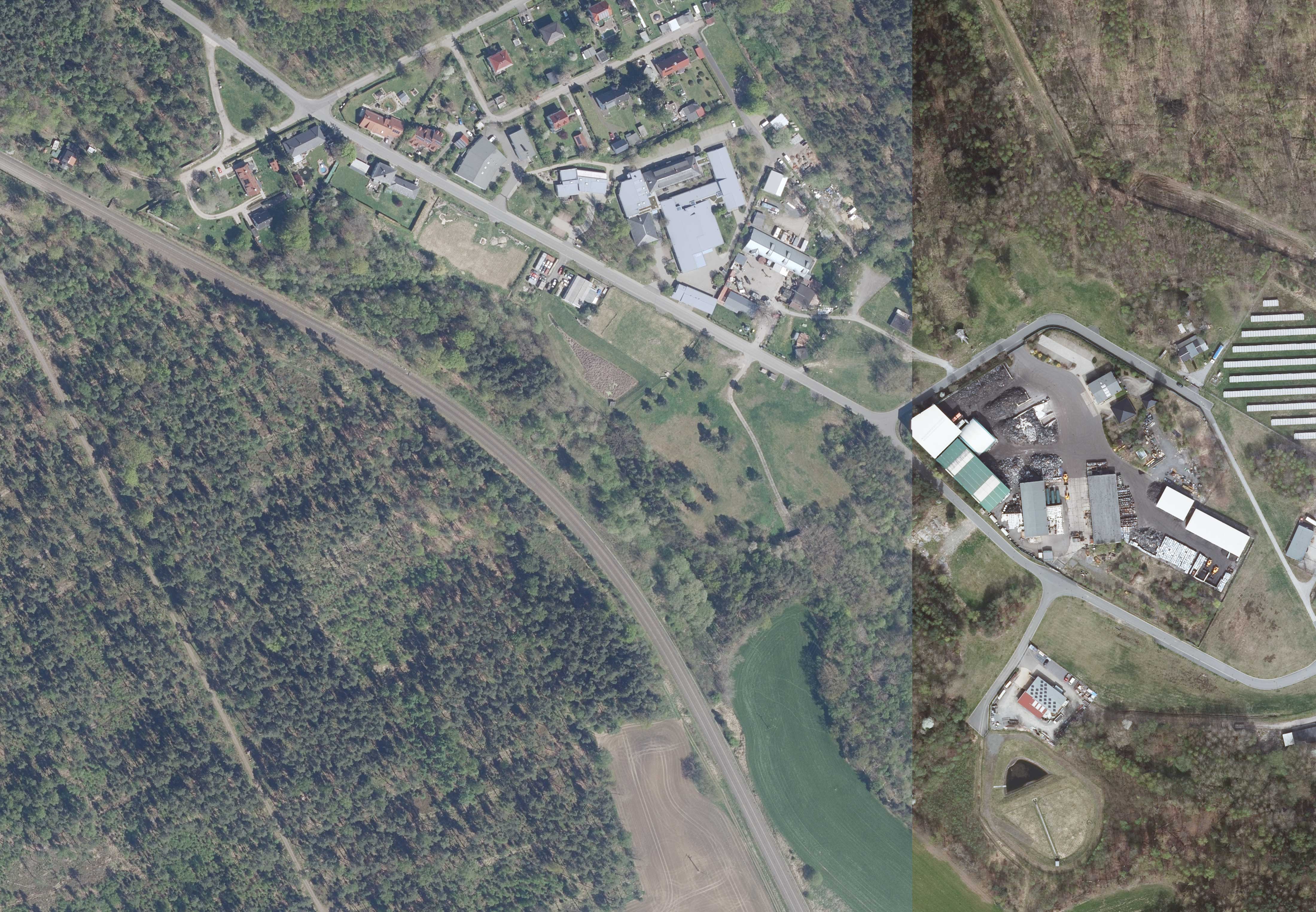 Modernes Luftbild der Muna Oberndorf